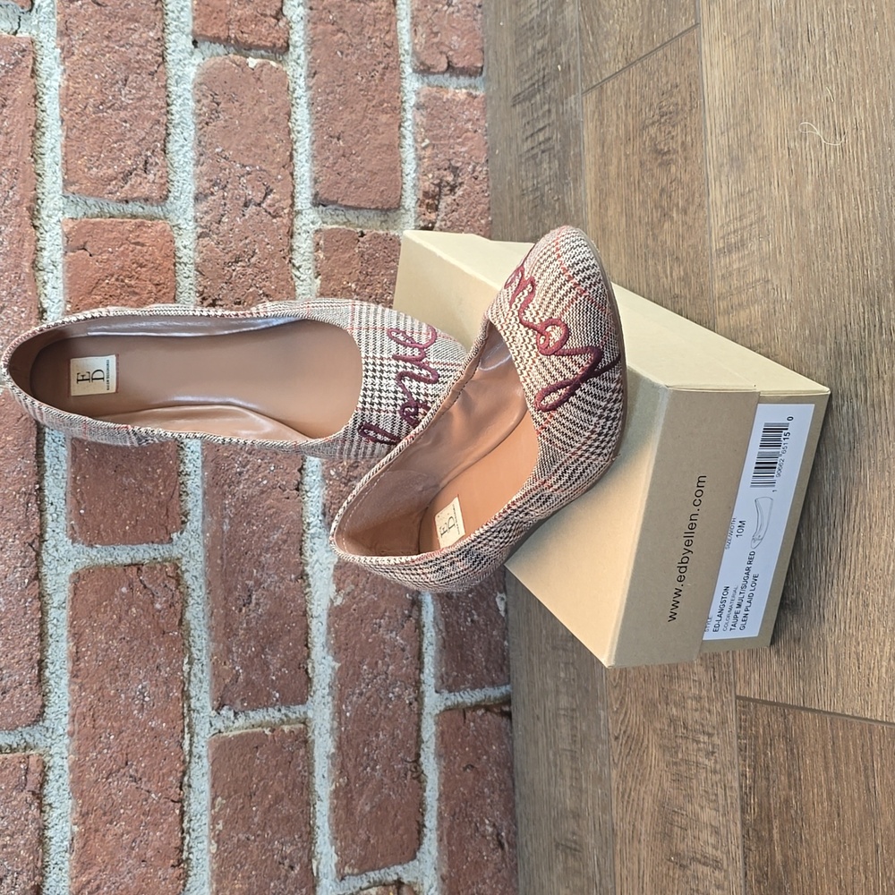 Ellen Degeneres Love Embroided Langston Plaid Flats
